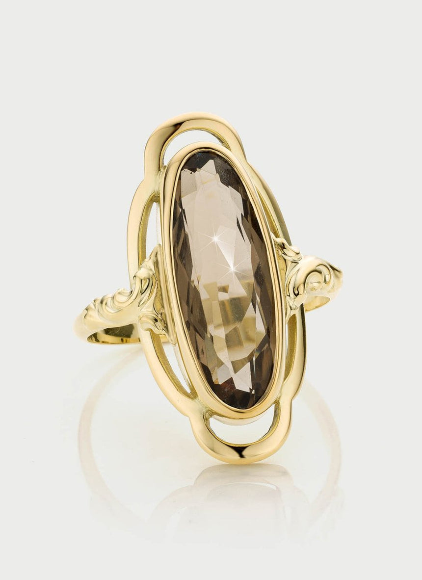 Trixie smoky quartz ring 14k gold - Studio Kroewe