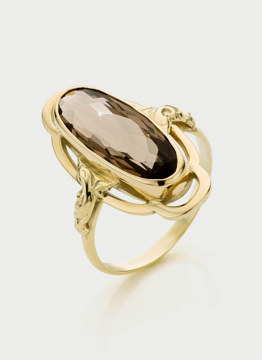 Trixie smoky quartz ring 14k gold - Studio Kroewe